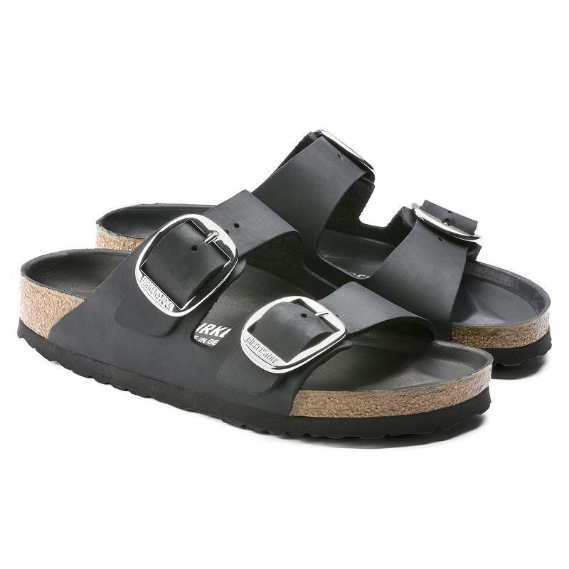 Birkenstock Big Přezkou Oiled Læder Arizona Dame Sort | DK 464JPQ